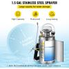 Happybuy 3 Gallon Stainless Steel Sprayer, 20″ Wand & 3FT Reinforced Hose, Hand Pump Sprayer with Pressure Gauge, Safety Valve & Adjustable Nozzle, Weed Sprayers for Lawn, Gardening & Sanitizing(1.5 Gallon)