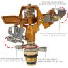 Impact Sprinkler on Tripod Base, Tripod Sprinklers with Brass Head, 360 Degree Large Area Irrigation with Extension Legs Flip Locks, Heavy Duty 3/4″ Connector for Lawn Yard Garden(1)