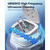 Ultrasonic Retainer Cleaner, Phniti 48kHz Professional Ultrasonic Cleaner Machine for Retainers, Jewelry, Dentures, Mouth Guard, Aligner, Toothbrush Heads, 13OZ Portable Dental Cleaning-White