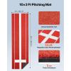 VEVOR 10x3ft Softball/Baseball Pitching Mat with Rubber Mound – Anti-Fade Turf & Anti-Slip Foam Backing, Portable Fastpitch Training Aid for Indoor/Outdoor Practice (Red/Green)(Red)