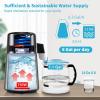 VEVOR 1.1 Gal Water Distiller, 0.3 Gal/H, Distilled Water Maker Machine 750W 0-99H Timing Set Temp Display, 304 Stainless Steel Countertop Distiller Glass Carafe Cleaning Powder 3 Carbon Packs, Silver(Silver)