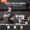 VEVOR 12 Cups Commercial Drip Coffee Maker, Coffee Maker Machine with 3 Glass Carafes and 3 Warmer Plates, Stainless Steel Pour Over Coffee Brewer for Restaurant, Office, Cafe(3 Warmer Plates  Auto Water Intake: No)