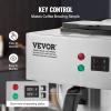 VEVOR 12 Cups Commercial Drip Coffee Maker, Coffee Maker Machine with 3 Glass Carafes and 3 Warmer Plates, Stainless Steel Pour Over Coffee Brewer for Restaurant, Office, Cafe(2 Warmer Plates  Auto Water Intake: No)