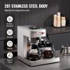 VEVOR 12 Cups Commercial Drip Coffee Maker, Coffee Maker Machine with 3 Glass Carafes and 3 Warmer Plates, Stainless Steel Pour Over Coffee Brewer for Restaurant, Office, Cafe(3 Warmer Plates  Auto Water Intake: No)