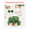 VEVOR 2 Pcs 20” Artificial Plant Topiary Ball, Faux Boxwood Balls with 2 LED Light String, All-Year Green Faux Plant Decorative Balls for Backyard, Balcony,Garden, Wedding and Home Décor(22 Inch-ground Spike)