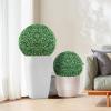 VEVOR 2 Pcs 20” Artificial Plant Topiary Ball, Faux Boxwood Balls with 2 LED Light String, All-Year Green Faux Plant Decorative Balls for Backyard, Balcony,Garden, Wedding and Home Décor(16 Inch-ball)