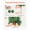 VEVOR 2 Pcs 20” Artificial Plant Topiary Ball, Faux Boxwood Balls with 2 LED Light String, All-Year Green Faux Plant Decorative Balls for Backyard, Balcony,Garden, Wedding and Home Décor(27 Inch-ground Spike)