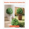 VEVOR 2 Pcs 20” Artificial Plant Topiary Ball, Faux Boxwood Balls with 2 LED Light String, All-Year Green Faux Plant Decorative Balls for Backyard, Balcony,Garden, Wedding and Home Décor(27 Inch-ground Spike)