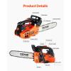 VEVOR 20inch 62CC Gas Powered Chainsaw, 3.8 HP 2 Stroke Engine Gas Power Chainsaws with Non-Slip Handle, Gas Chainsaws with Dual Fuel Tanks, For Wood Cutting, Tree Trimming, and Land Clearing(25.4CC 12inch)