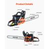 VEVOR 20inch 62CC Gas Powered Chainsaw, 3.8 HP 2 Stroke Engine Gas Power Chainsaws with Non-Slip Handle, Gas Chainsaws with Dual Fuel Tanks, For Wood Cutting, Tree Trimming, and Land Clearing(62CC 20inch)