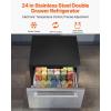 VEVOR 24 Inch Under Counter Drawer Refrigerator, Stainless Steel Dual Drawer Fridge with Temperature Control, Outdoor Refrigerator with Powerful Compressor & LED Display, Fit for Home, Office, etc.