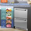 VEVOR 24-Inch Outdoor Beverage Refrigerator, 150 QT Built-in Drink Fridge, 0.56 kWh/Day Energy-Efficient Cooler with 304 Stainless Steel Door, Holds 180 Cans for Outdoor Kitchen, Home Bar, Patio(Freezer & Cool Drawer Refrigerator)