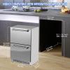 VEVOR 24-Inch Outdoor Beverage Refrigerator, 150 QT Built-in Drink Fridge, 0.56 kWh/Day Energy-Efficient Cooler with 304 Stainless Steel Door, Holds 180 Cans for Outdoor Kitchen, Home Bar, Patio(Freezer & Cool Drawer Refrigerator)