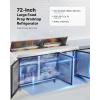 VEVOR 28″ W Commercial Refrigerator, Undercounter Worktop Refrigerator, 7.4 Cu. Ft Thick Stainless Steel Refrigerated Food Prep Station Fan Cooling Single Door Worktop Fridge with lock for Bar(72″W with 18 Pans)
