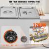 VEVOR 3-Pan Commercial Food Warmer, 24QT Electric Steam Table, 1200W Professional Countertop Stainless Steel Buffet Bain Marie with 86-185°F Temp Control for Catering and Restaurants, Silver