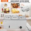 VEVOR 3-Pan Commercial Food Warmer, 24QT Electric Steam Table, 1200W Professional Countertop Stainless Steel Buffet Bain Marie with 86-185°F Temp Control for Catering and Restaurants, Silver