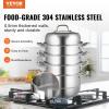 VEVOR 3-Tier Commercial Food Warmer Display, 1200W Food Display Warmer with Light, Adjustable Shelf and Temperature Display, 86℉~185℉ Steam Heating, 111L for Hamburger, Pizza, Bread, Fried Chicken(5-Tier Stainless Steel Food Steamer )