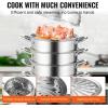 VEVOR 3-Tier Commercial Food Warmer Display, 1200W Food Display Warmer with Light, Adjustable Shelf and Temperature Display, 86℉~185℉ Steam Heating, 111L for Hamburger, Pizza, Bread, Fried Chicken(5-Tier Stainless Steel Food Steamer )