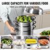 VEVOR 3-Tier Commercial Food Warmer Display, 1200W Food Display Warmer with Light, Adjustable Shelf and Temperature Display, 86℉~185℉ Steam Heating, 111L for Hamburger, Pizza, Bread, Fried Chicken(5-Tier Stainless Steel Food Steamer )