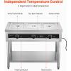 VEVOR 4-Pan Commercial Food Warmer, Electric Steam Table with Independent Temperature Control, 450W x 4 Stainless Steel Buffet Catering Food Warmer with Undershelf and Workspace, for Restaurant(3×1/1Pan  72 Qt)