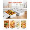 VEVOR 4-Pan Commercial Food Warmer, Electric Steam Table with Independent Temperature Control, 450W x 4 Stainless Steel Buffet Catering Food Warmer with Undershelf and Workspace, for Restaurant(5×1/1Pan  120 Qt)