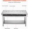 VEVOR 4-Pan Commercial Food Warmer, Electric Steam Table with Independent Temperature Control, 450W x 4 Stainless Steel Buffet Catering Food Warmer with Undershelf and Workspace, for Restaurant(4×1/1Pan  96 Qt)