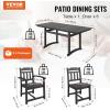 VEVOR 7 Pieces Patio Dining Set, Outdoor Rectangle Furniture Table and Chairs Set, All Weather Garden Furniture Table Sets, HIPS Patio Conversation Set, for Lawn, Deck, Backyard, Poolside(Black-7 Piece)