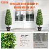 VEVOR Artificial Boxwood Topiary Tree, 36 inch Tall (2 Pieces), Double Ball Faux Topiary Trees, Faux Plant w/Extra Leaves & Pot & Small Decoration, UV Rated Set for Home Decor Indoor/Outdoor(Tower-shaped)