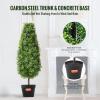 VEVOR Artificial Boxwood Topiary Tree, 36 inch Tall (2 Pieces), Double Ball Faux Topiary Trees, Faux Plant w/Extra Leaves & Pot & Small Decoration, UV Rated Set for Home Decor Indoor/Outdoor(Tower-shaped)