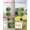 VEVOR Artificial Boxwood Topiary Tree, 36 inch Tall (2 Pieces), Double Ball Faux Topiary Trees, Faux Plant w/Extra Leaves & Pot & Small Decoration, UV Rated Set for Home Decor Indoor/Outdoor(Double Ball New)