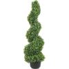 VEVOR Artificial Boxwood Topiary Tree, 60 inch Tall (2 Pieces), Spiral Faux Topiary Trees, Faux Plant w/Extra Leaves & Pot & Small Decoration, UV Rated Greenery Set for Home Decor Indoor/Outdoor(3ft)