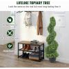 VEVOR Artificial Boxwood Topiary Tree, 60 inch Tall (2 Pieces), Spiral Faux Topiary Trees, Faux Plant w/Extra Leaves & Pot & Small Decoration, UV Rated Greenery Set for Home Decor Indoor/Outdoor(3ft)
