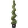 VEVOR Artificial Boxwood Topiary Tree, 60 inch Tall (2 Pieces), Spiral Faux Topiary Trees, Faux Plant w/Extra Leaves & Pot & Small Decoration, UV Rated Greenery Set for Home Decor Indoor/Outdoor(5ft)