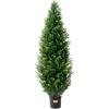 VEVOR Artificial Topiary Cedar Tree, 60 inch Tall (2 Pieces), with Extra Leaves & Pot Faux Evergreen Fake Pine Cypress Trees Plant, UV Rated Artificial Greenery Set for Home Decor Indoor/Outdoor(4ft)