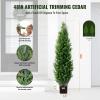 VEVOR Artificial Topiary Cedar Tree, 60 inch Tall (2 Pieces), with Extra Leaves & Pot Faux Evergreen Fake Pine Cypress Trees Plant, UV Rated Artificial Greenery Set for Home Decor Indoor/Outdoor(4ft)