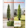 VEVOR Artificial Topiary Cedar Tree, 60 inch Tall (2 Pieces), with Extra Leaves & Pot Faux Evergreen Fake Pine Cypress Trees Plant, UV Rated Artificial Greenery Set for Home Decor Indoor/Outdoor(5FT)
