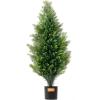 VEVOR Artificial Topiary Cedar Tree, 60 inch Tall (2 Pieces), with Extra Leaves & Pot Faux Evergreen Fake Pine Cypress Trees Plant, UV Rated Artificial Greenery Set for Home Decor Indoor/Outdoor(3ft)