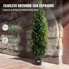 VEVOR Artificial Topiary Cedar Tree, 60 inch Tall (2 Pieces), with Extra Leaves & Pot Faux Evergreen Fake Pine Cypress Trees Plant, UV Rated Artificial Greenery Set for Home Decor Indoor/Outdoor(4ft)