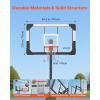 VEVOR Basketball Hoop 44 48 50 54 Inchs, 4.4-10 FT Height Adjustable Basketball Portable Hoop & Goal, Basketballs Hoop Outdoor, PC Backboard for Kids, Adults, Basketball Court, Schools, Parks(44″-Rebound Board)