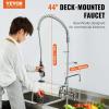 VEVOR Commercial Faucet with Pre-Rinse Sprayer, 44″ Height, 8″ Center, 12″ Swing Spout, Deck Mount Kitchen Sink Faucet, Brass Constructed Device with Pull Down Spray, for 1/2/3 Compartment Sink(44inch)