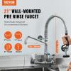 VEVOR Commercial Faucet with Pre-Rinse Sprayer, 44″ Height, 8″ Center, 12″ Swing Spout, Deck Mount Kitchen Sink Faucet, Brass Constructed Device with Pull Down Spray, for 1/2/3 Compartment Sink(21inch)