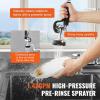 VEVOR Commercial Faucet with Pre-Rinse Sprayer, 44″ Height, 8″ Center, 12″ Swing Spout, Deck Mount Kitchen Sink Faucet, Brass Constructed Device with Pull Down Spray, for 1/2/3 Compartment Sink(44inch)