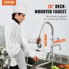 VEVOR Commercial Faucet with Pre-Rinse Sprayer, 44″ Height, 8″ Center, 12″ Swing Spout, Deck Mount Kitchen Sink Faucet, Brass Constructed Device with Pull Down Spray, for 1/2/3 Compartment Sink(26inch)
