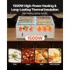 VEVOR Commercial Food Warmer, 1500W Electric Stainless Steel Steam Food Warmer with Lid, 6-Pan Fast Heating Countertop Buffet Bain Marie with Soup & Perforated Ladles, for Catering, Restaurant, Party