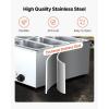 VEVOR Commercial Food Warmer, 1500W Electric Stainless Steel Steam Food Warmer with Lid, 6-Pan Fast Heating Countertop Buffet Bain Marie with Soup & Perforated Ladles, for Catering, Restaurant, Party