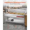 VEVOR Commercial Food Warmer, 7 Pans + 2 Pots Electric Steam Table, 1800W Professional Buffet Catering Food Warmer with Shield Undershelf Wheels, Stainless Steel Server for Party Restaurant Hotel(8 Pans + 2 Pots)