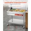 VEVOR Commercial Food Warmer, 7 Pans + 2 Pots Electric Steam Table, 1800W Professional Buffet Catering Food Warmer with Shield Undershelf Wheels, Stainless Steel Server for Party Restaurant Hotel(6*1/2 Pans)