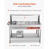 VEVOR Commercial Food Warmer, 7 Pans + 2 Pots Electric Steam Table, 1800W Professional Buffet Catering Food Warmer with Shield Undershelf Wheels, Stainless Steel Server for Party Restaurant Hotel(7 Pans + 2 Pots Large)