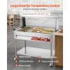 VEVOR Commercial Food Warmer, 7 Pans + 2 Pots Electric Steam Table, 1800W Professional Buffet Catering Food Warmer with Shield Undershelf Wheels, Stainless Steel Server for Party Restaurant Hotel(9-Pan)