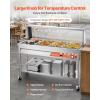 VEVOR Commercial Food Warmer, 7 Pans + 2 Pots Electric Steam Table, 1800W Professional Buffet Catering Food Warmer with Shield Undershelf Wheels, Stainless Steel Server for Party Restaurant Hotel(7 Pans + 2 Pots Large)